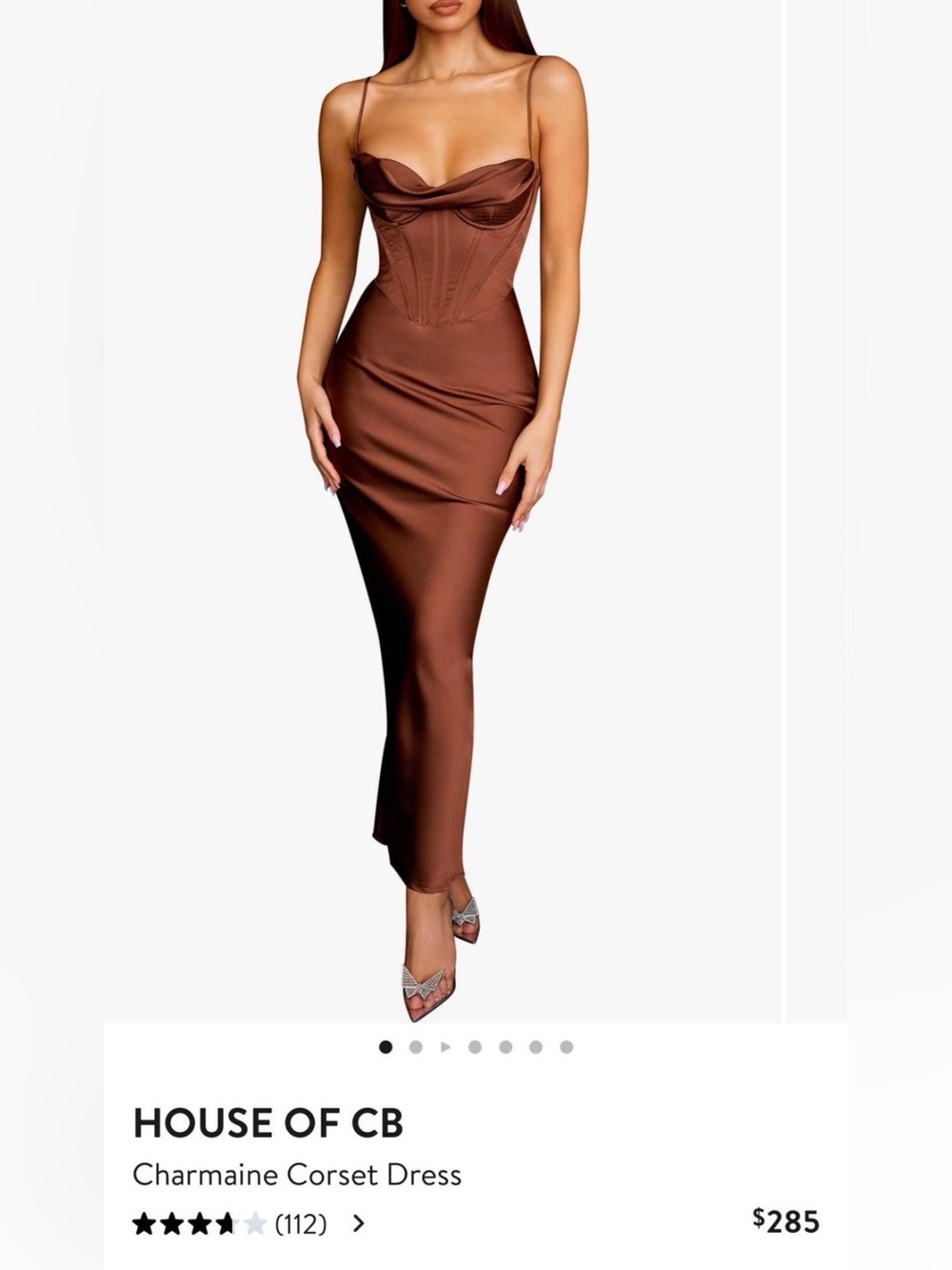 House of CB Brown Satin Corset Dress